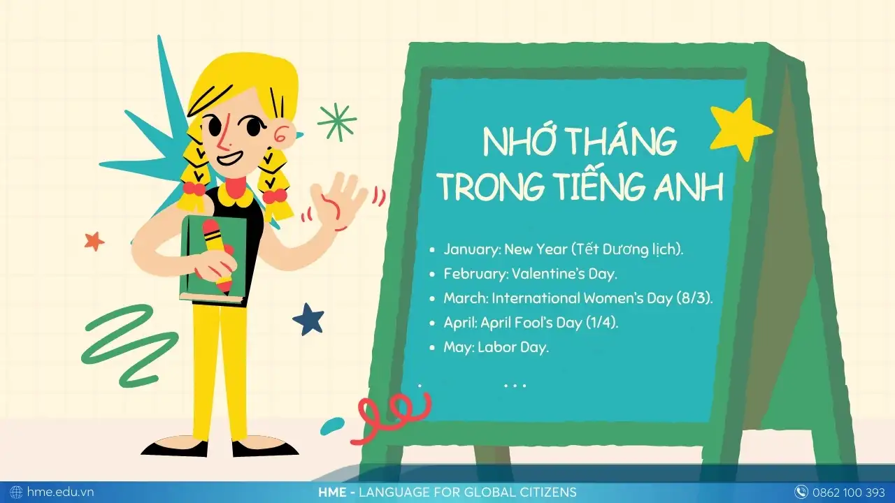 Nhớ tháng trong tiếng Anh theo ngày lễ