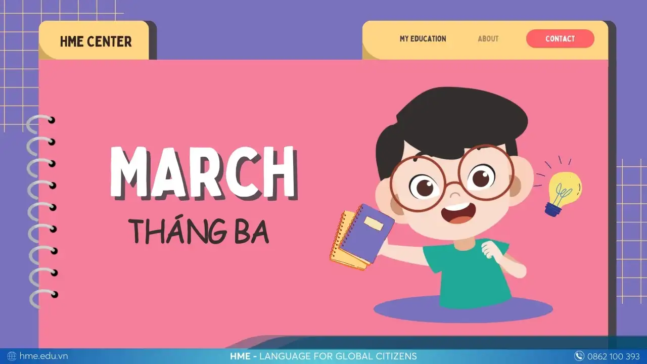 Tháng 3 trong tiếng Anh