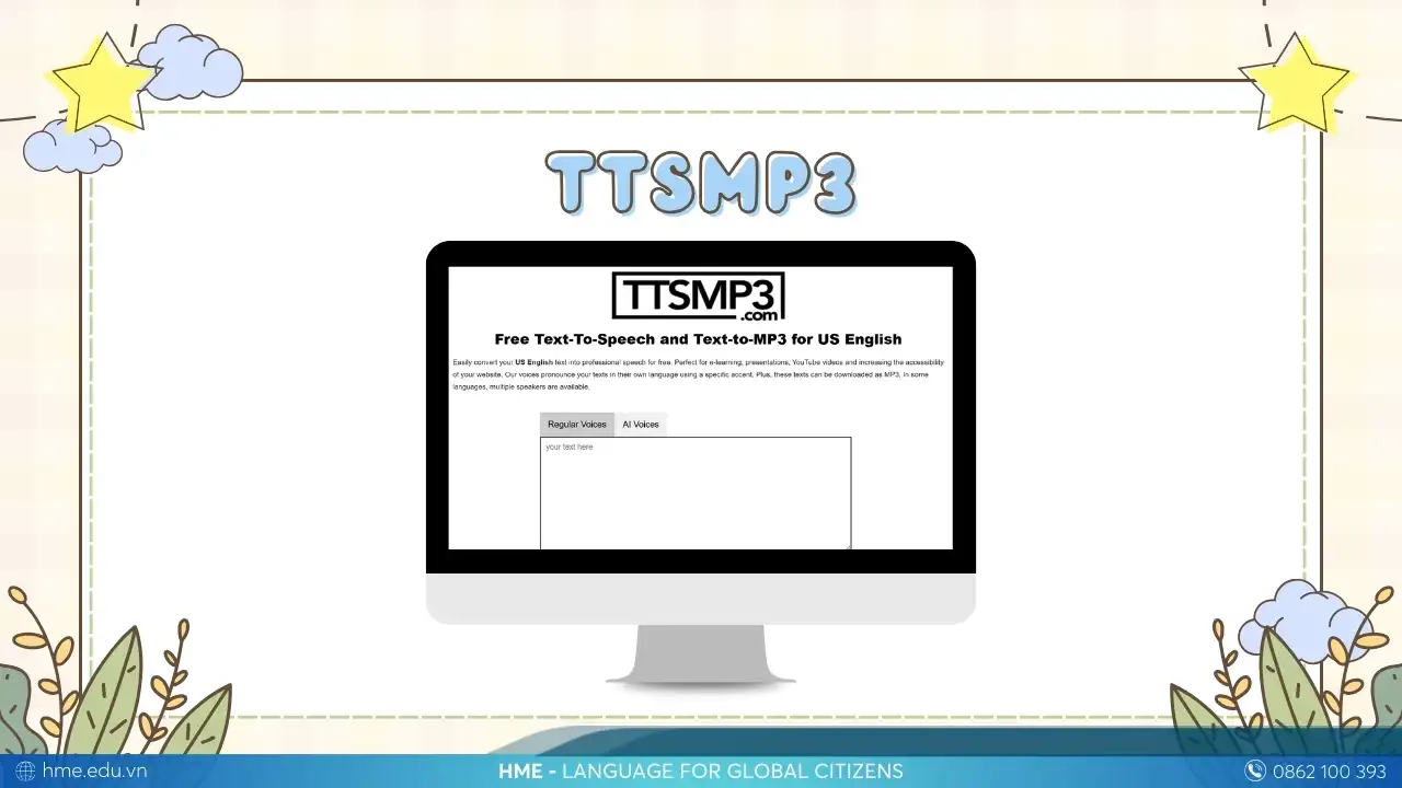 Trang web TTSMP3 đọc tiếng Anh 