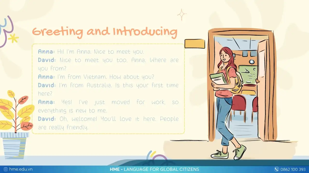 Đoạn hội thoại tiếng Anh giao tiếp - – Greeting and Introducing