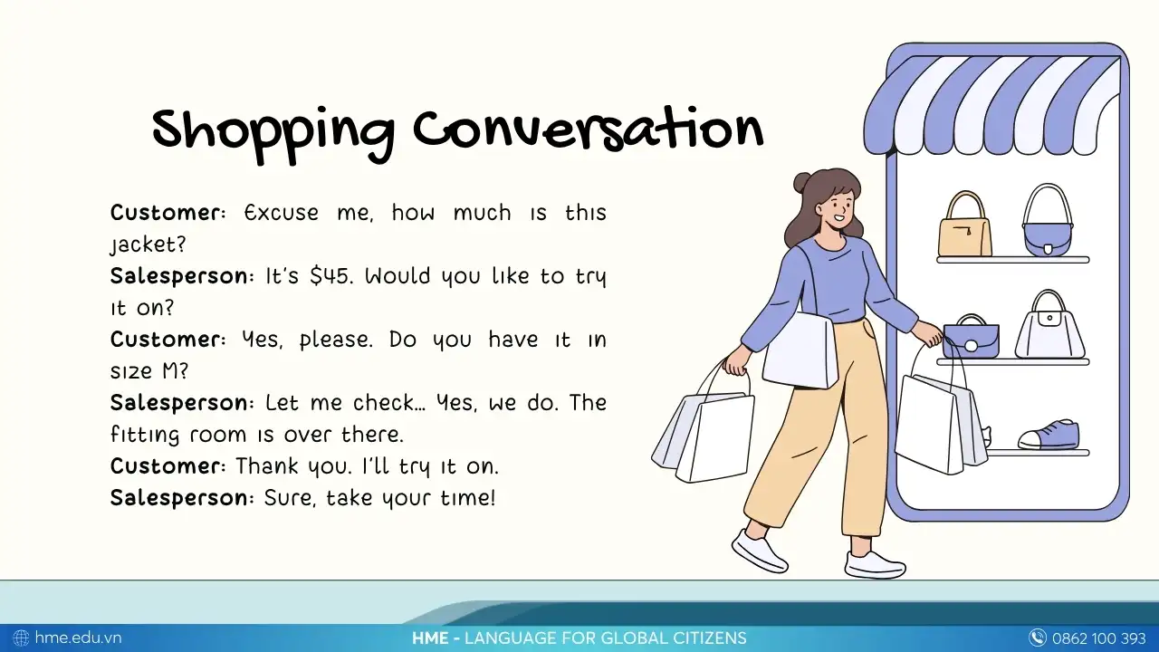Đoạn giao tiếp tiếng Anh chủ đề Shopping Conversation
