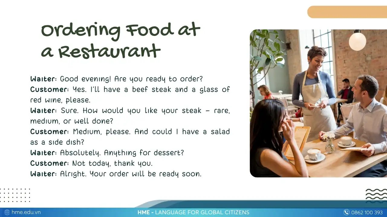 Hội thoại giao tiếp tiếng Anh - Ordering Food at a Restaurant