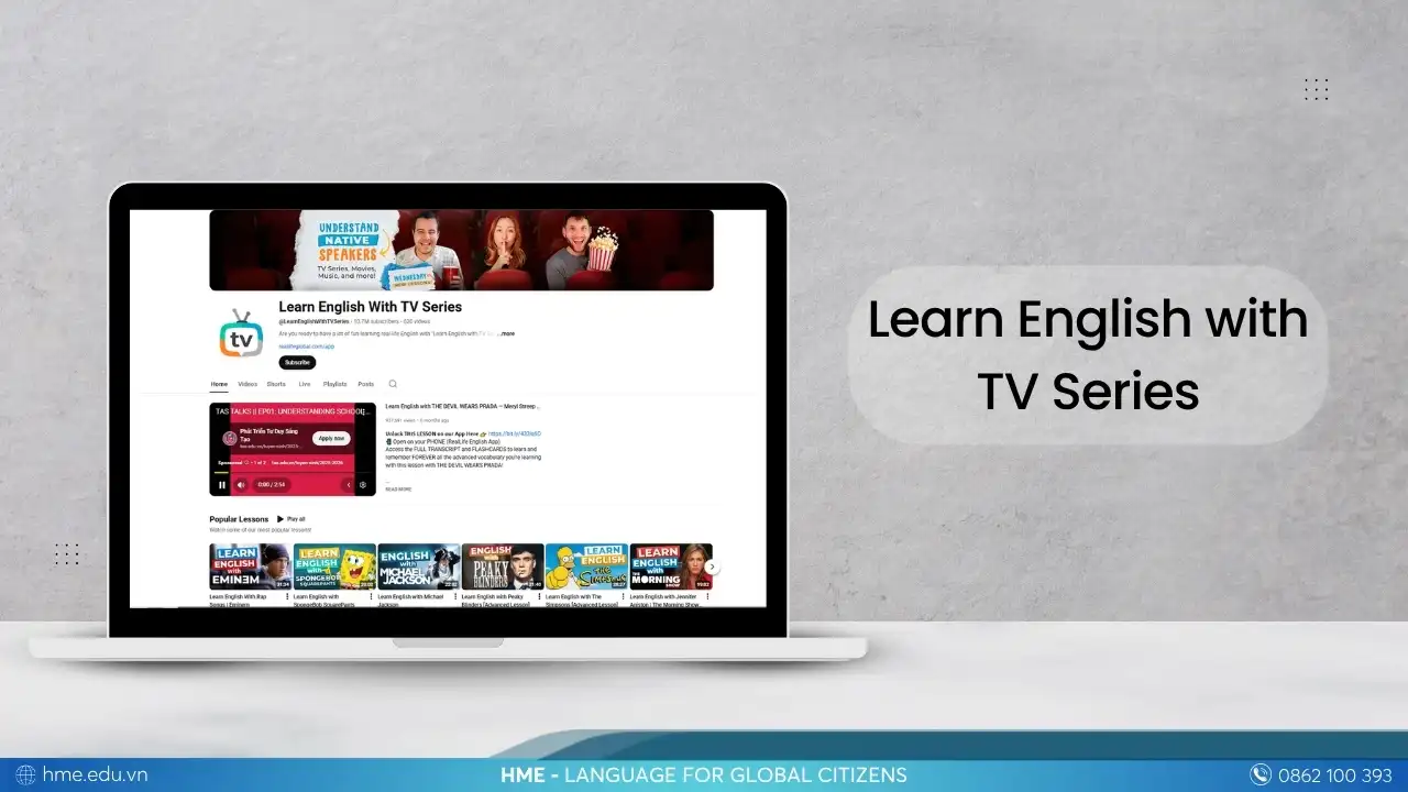 Learn English with TV Series kênh YouTube video học tiếng Anh giao tiếp miễn phí
