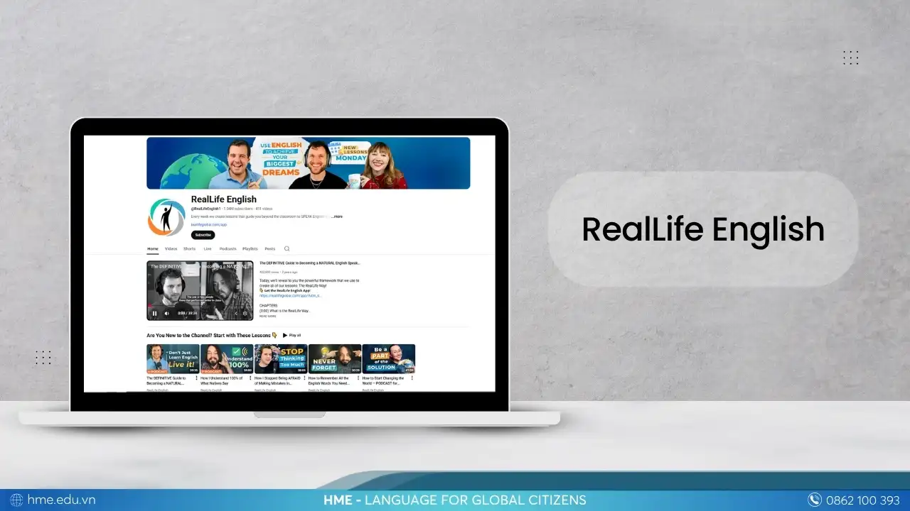 RealLife English kênh YouTube video học tiếng Anh giao tiếp miễn phí