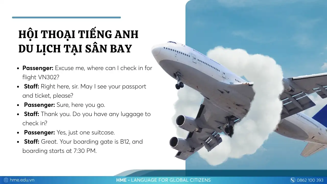Hội thoại tiếng Anh du lịch tại sân bay
