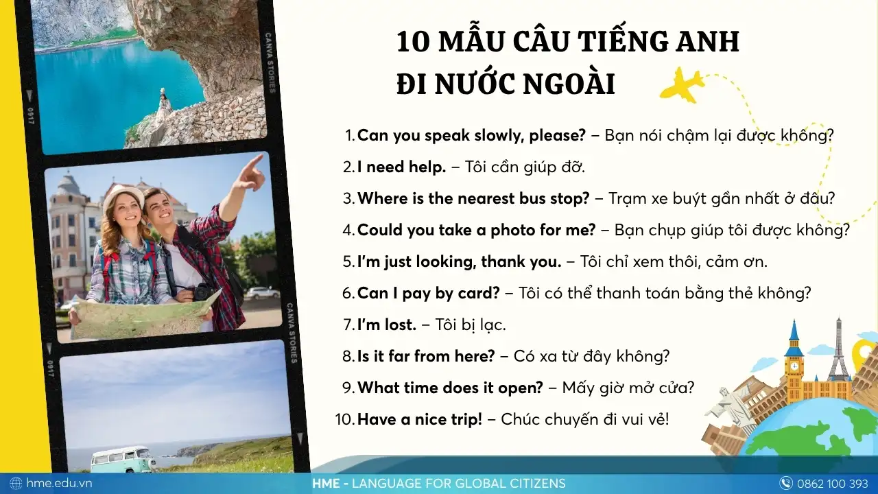 10 Mẫu câu tiếng Anh đi nước ngoài nên thuộc lòng