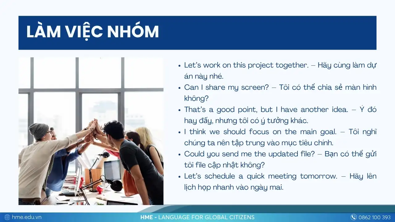 Tiếng Anh giao tiếp công việc: làm việc nhóm