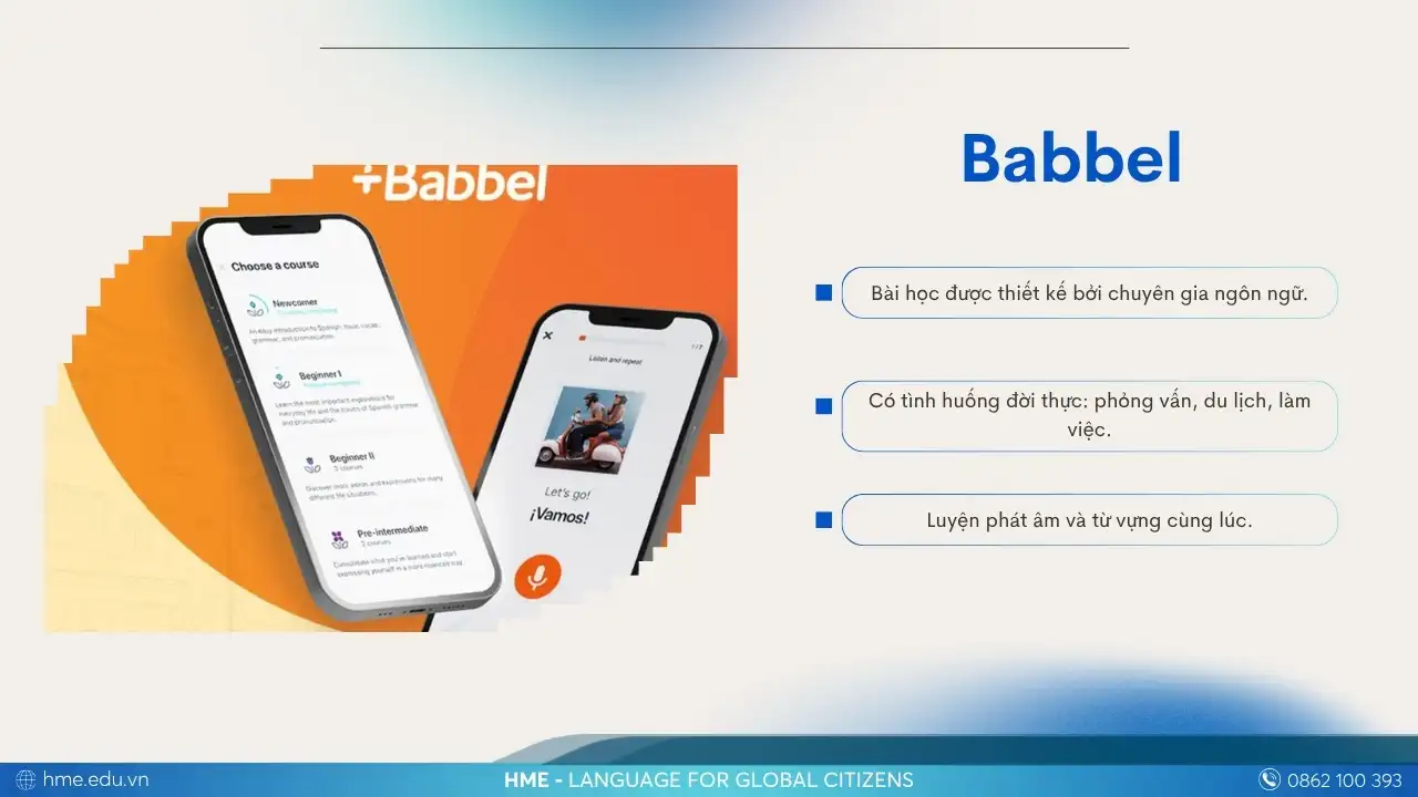 Babbel – Học nói tiếng Anh theo ngữ cảnh đời thực