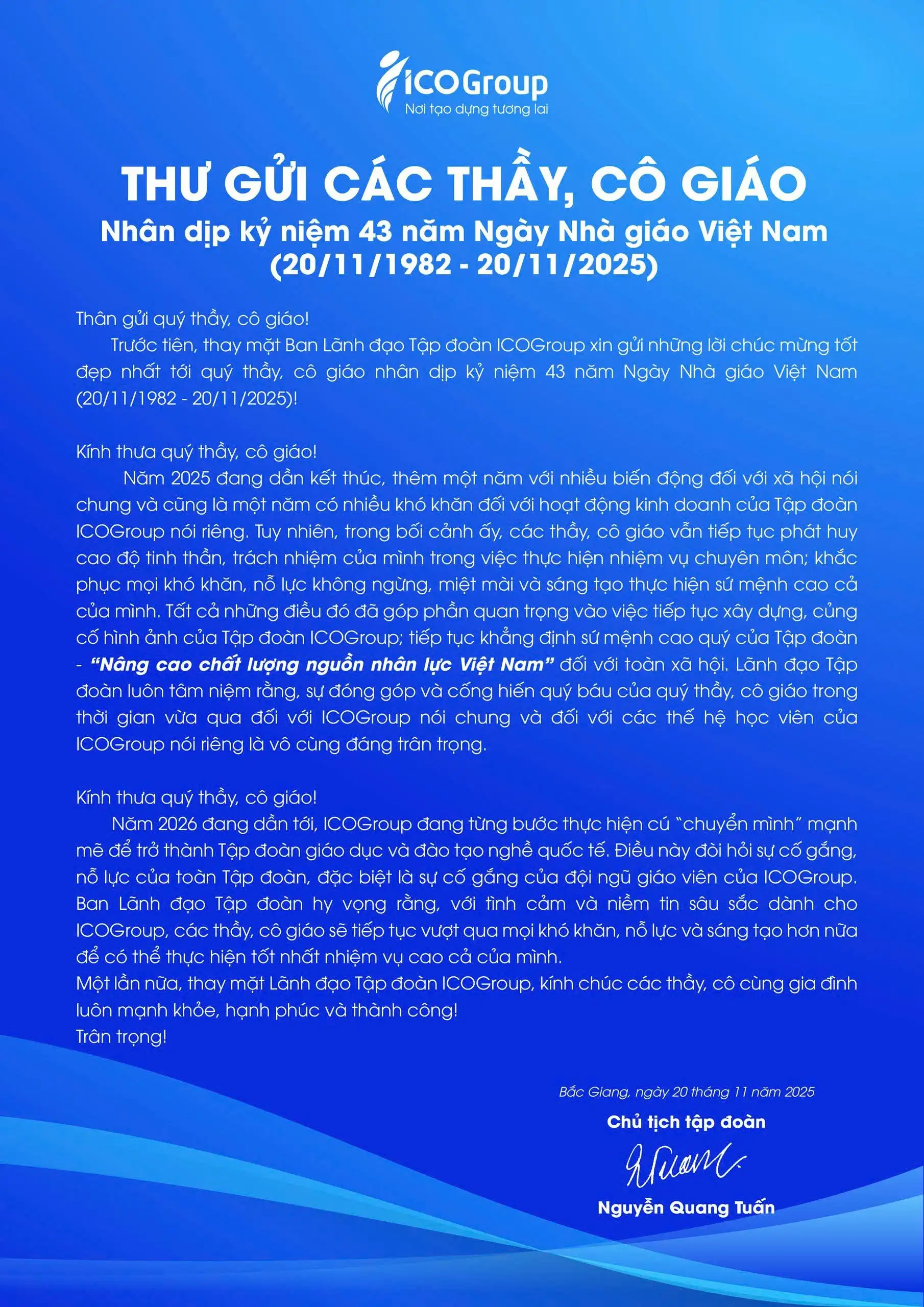 Tri Ân Thầy Cô 20/11 – Tôn Vinh Những Người Truyền Lửa Tại HME, HMG & ICO Group