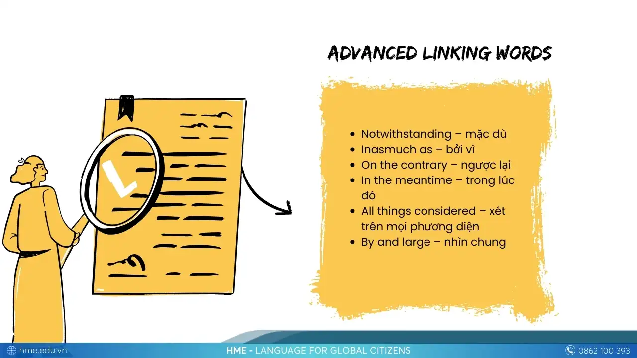 Từ nối tiếng Anh nâng cao (Advanced Linking Words)