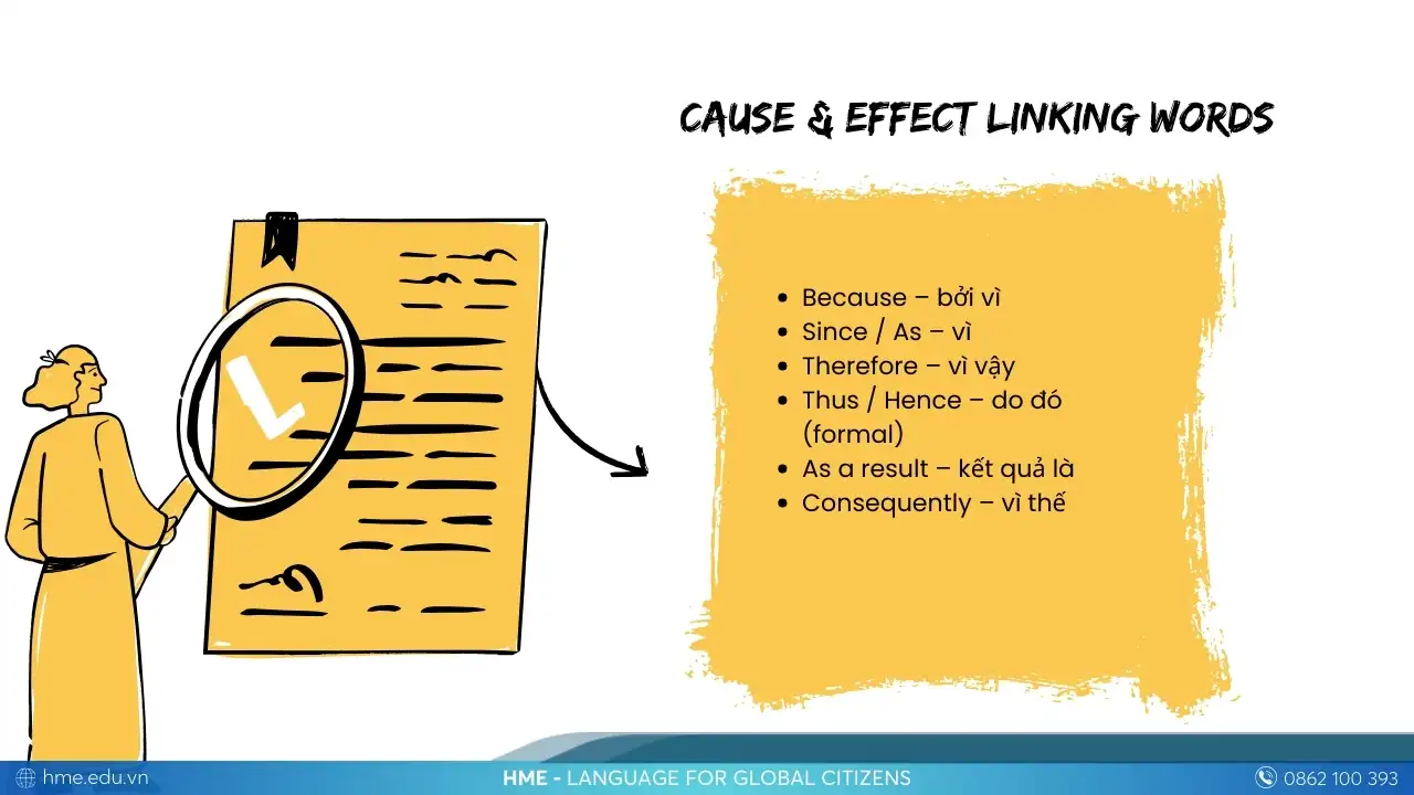 Từ nối nguyên nhân – kết quả (Cause & Effect Linking Words)